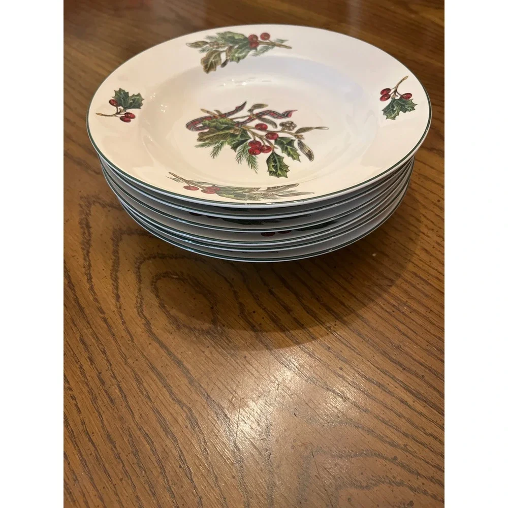 Garland by Royal Gallery Christmas Holly Berry Soup‎ Bowls Set of 6